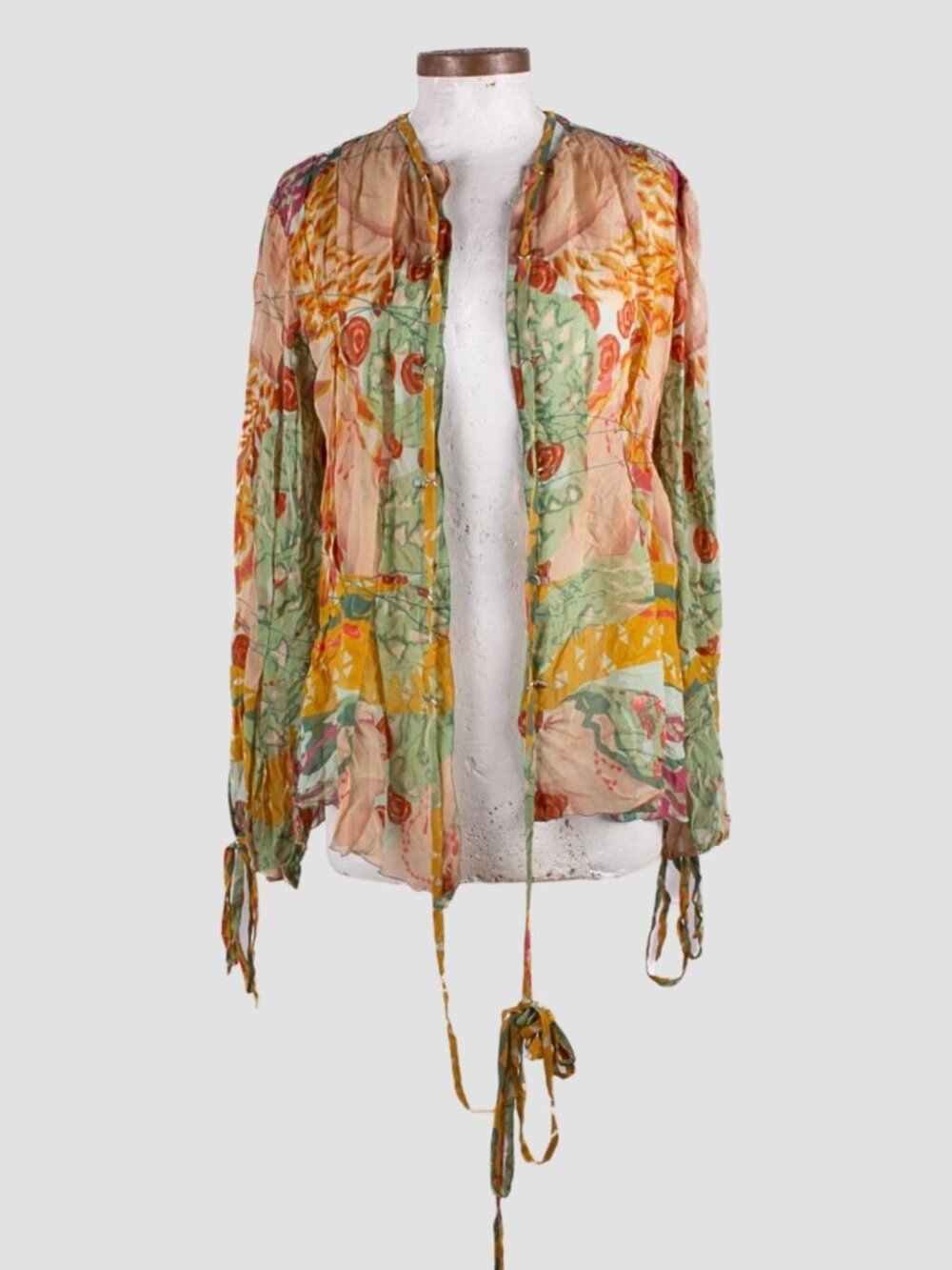 JEAN PAUL GAULTIER Vintage Silk Multicolor Long Sleeve Blouse